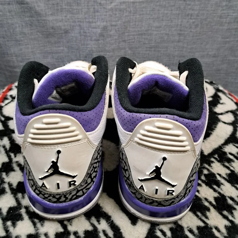 %Nike Size 5.5Y Air Jordan 3 Retro GS DM0967-105 White Purple AJ6